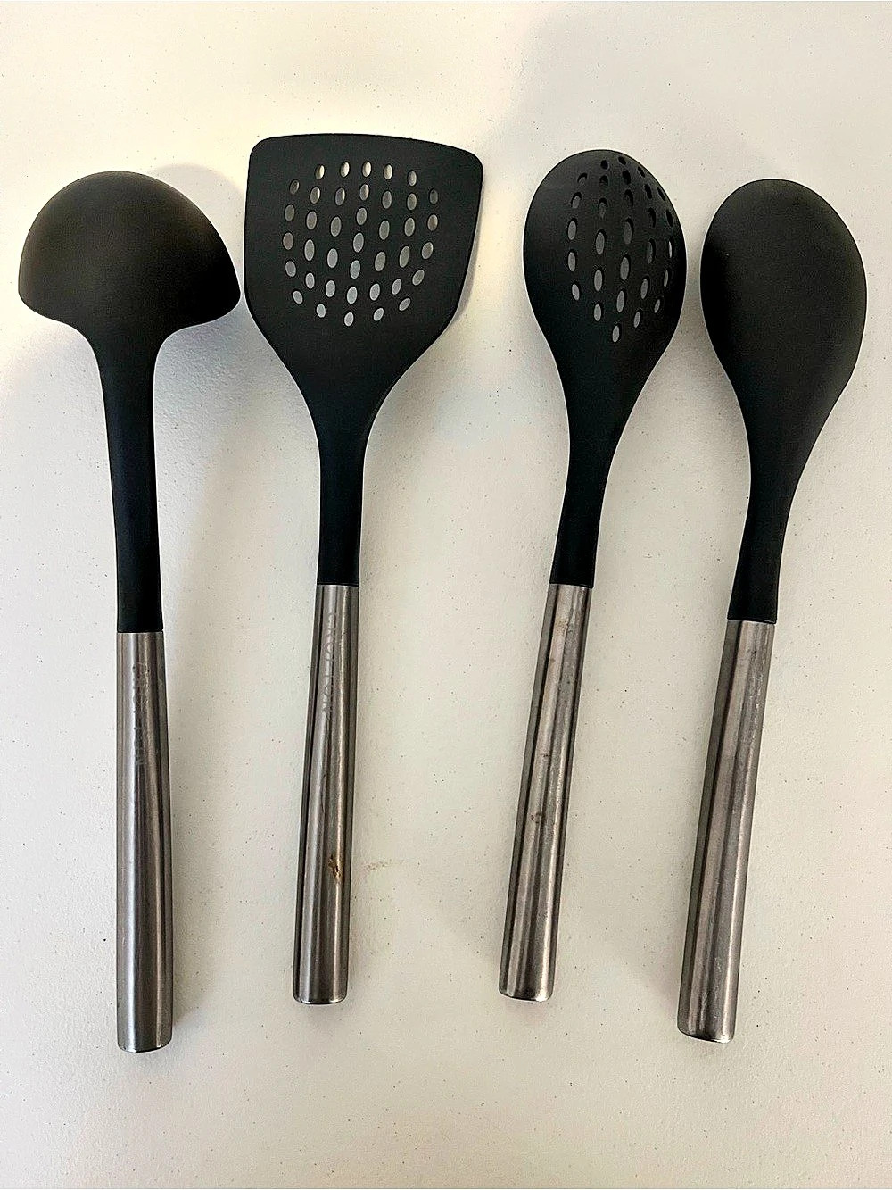 4-Piece Black & Silver Utensil Set